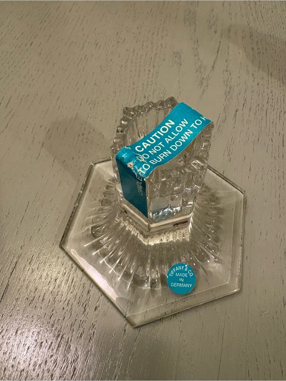Tiffany & Co Crystal Taper Candlestick Holder Hexagonal Base Germany